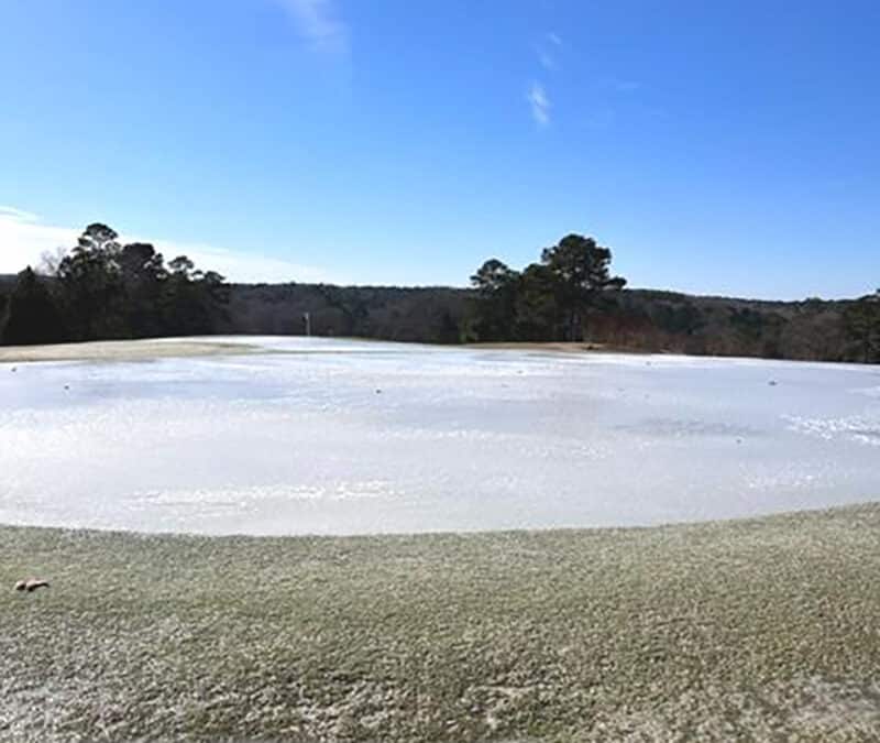 ice over golf green